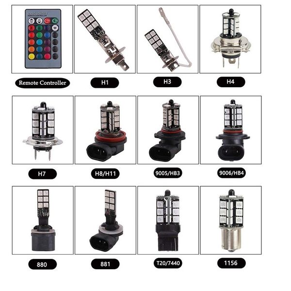 new 2pcs 27smd bulbs multi-color rgb 5050 h11 h8 1156 3156 7440 h7 9006 9005 led replacement fog lights reversing lights with remote
new 2pcs 27smd bulbs multi-color rgb 5050 h11 h8 1156 3156 7440 h7 9006 9005 led replacement fog lights reversing lights with remote