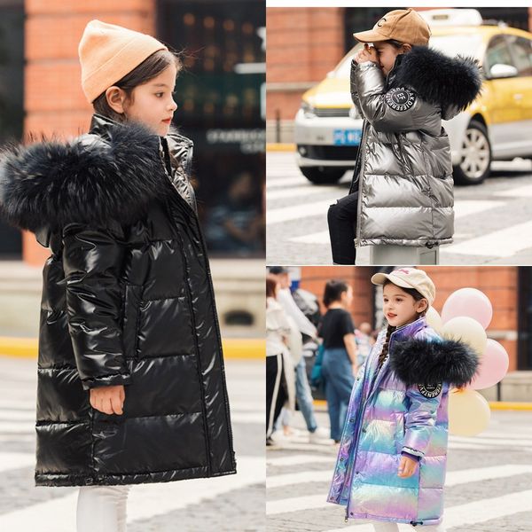 down jacket girls' medium and long style 2019 big hair collar bright face wear coat fashion down jacket children's children's, Blue;gray
down jacket girls' medium and long style 2019 big hair collar bright face wear coat fashion down jacket children's children's, Blue;gray