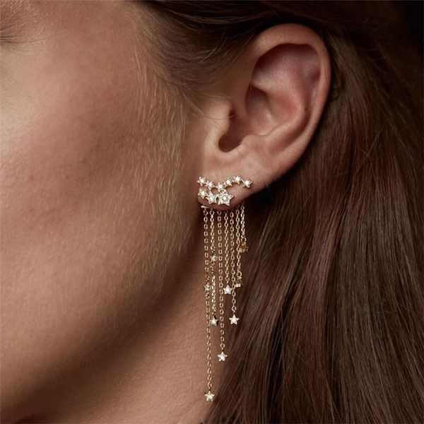 European and American long earrings fashion jewelry shining stars tassels hanging fine charm earrings for party women girl
European and American long earrings fashion jewelry shining stars tassels hanging fine charm earrings for party women girl