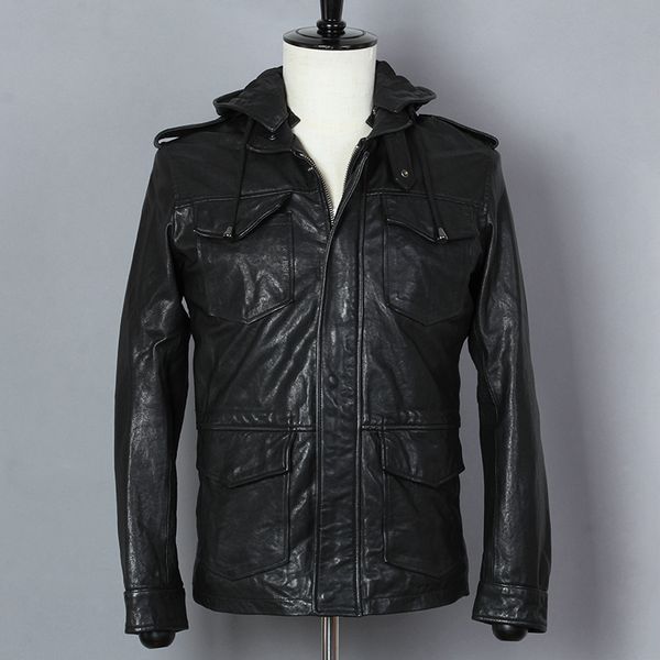 fashion 2020 men's hooded genuine black sheepskin slim real leather jacket men multi-pocket autumn winter coat
fashion 2020 men's hooded genuine black sheepskin slim real leather jacket men multi-pocket autumn winter coat