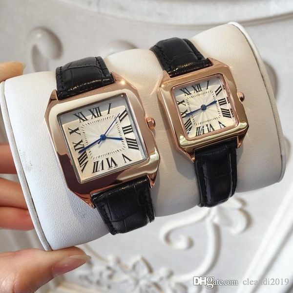 2019 Dropshipping Man/women Classic Fashion Watch Leather Watch Black/brown Lady Wristwatch Luxury Quartz Watch Steel Box