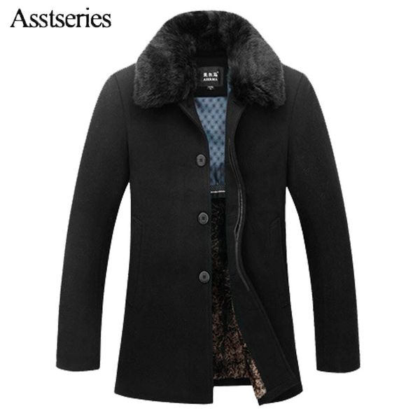 winter new men's woolen jacket men's thick fur collar woolen coat plus velvet coat keep warm 145yw, Black
winter new men's woolen jacket men's thick fur collar woolen coat plus velvet coat keep warm 145yw, Black
