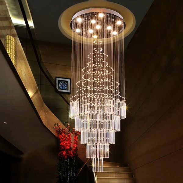 modern crystal chandelier luxury indoor staircase lighting fixtures led lustres de cristal large long crystal lamp
modern crystal chandelier luxury indoor staircase lighting fixtures led lustres de cristal large long crystal lamp