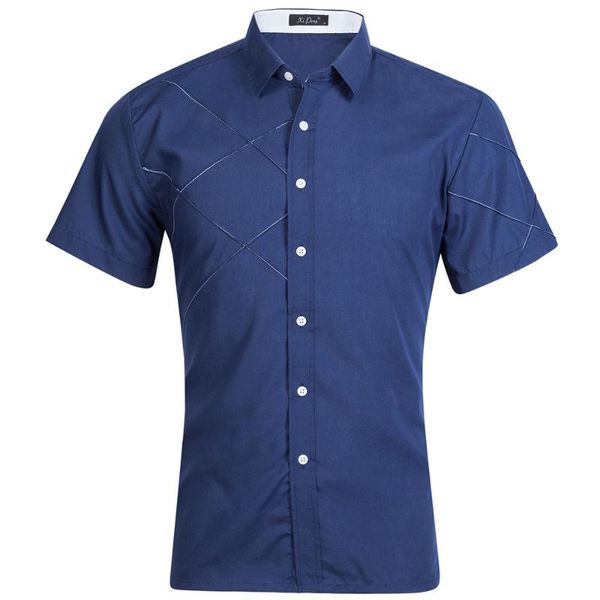 slim trend grid pleated solid color men's short-sleeved shirt casual lapel men's shirts 2020 spring autumn new, White;black
slim trend grid pleated solid color men's short-sleeved shirt casual lapel men's shirts 2020 spring autumn new, White;black