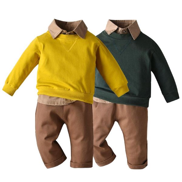 autumn and winter children's clothing set boy pullover round neck sweater + shirt + british trousers lapel shirts casual pants 3 sets, White
autumn and winter children's clothing set boy pullover round neck sweater + shirt + british trousers lapel shirts casual pants 3 sets, White