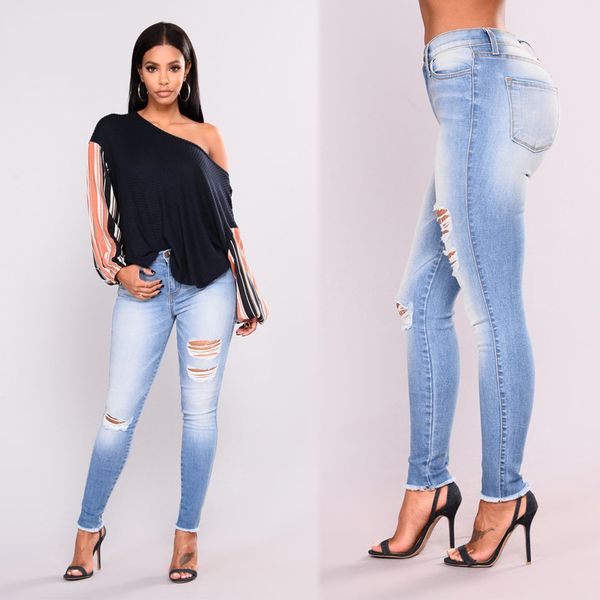 new net red selling women's pants fashion hole high elastic small foot fit jeans womens clothing skinny jeans woman, Blue
new net red selling women's pants fashion hole high elastic small foot fit jeans womens clothing skinny jeans woman, Blue