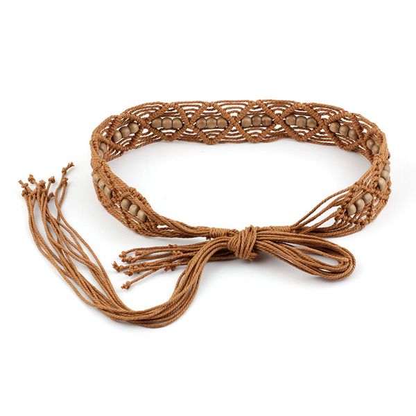 bow-knot waist rope design beaded hand knitted tassel belt creative women's clothing accessories waistband, Black;brown
bow-knot waist rope design beaded hand knitted tassel belt creative women's clothing accessories waistband, Black;brown