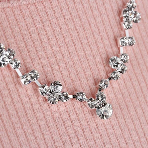 simple fashion women necklace earrings set inlay rhinestone wedding party ladies jewelry suit delicate sweater chain fo sale, Silver
simple fashion women necklace earrings set inlay rhinestone wedding party ladies jewelry suit delicate sweater chain fo sale, Silver