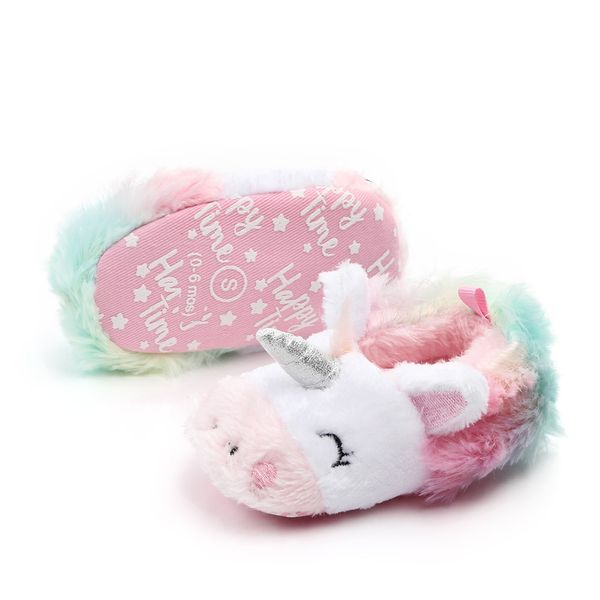 

2019 new toddler baby girl flowers unicorn shoes plush pu shoes soft bottom crib spring and autumn first step 0-18m