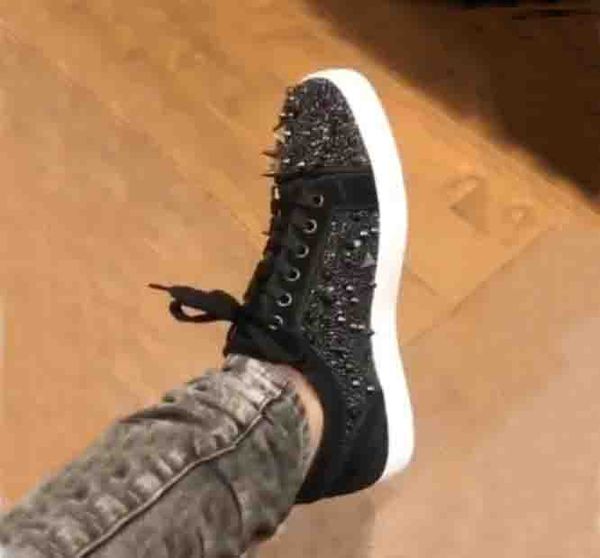 full rivets red bottom junior pik pik spikes sneakers low flats shoes couple fashion dress party studded spikes low flats, Black
full rivets red bottom junior pik pik spikes sneakers low flats shoes couple fashion dress party studded spikes low flats, Black