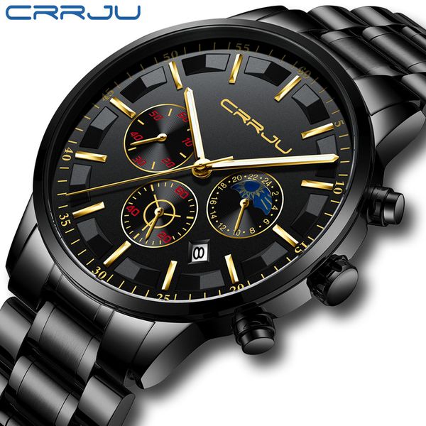 crrju mens sport watch gold full steel quartz watches men date waterproof clock man relogio masculino, Slivery;brown
crrju mens sport watch gold full steel quartz watches men date waterproof clock man relogio masculino, Slivery;brown