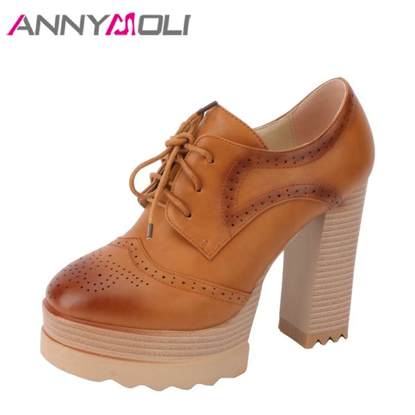 annymoli women pumps platform high heels party shoes brogue thick extreme high heels lace up female shoes spring footwear, Black
annymoli women pumps platform high heels party shoes brogue thick extreme high heels lace up female shoes spring footwear, Black
