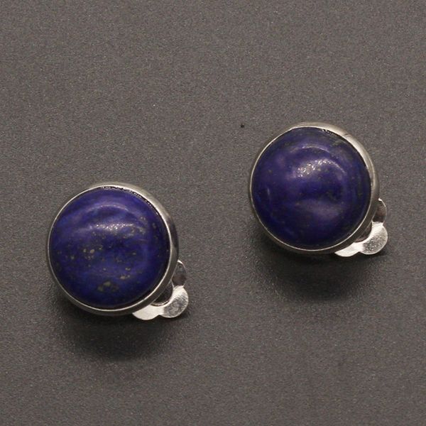 

100-unique 1 pair silver plated half ball shape lapis lazuli earrings elegant women's earring for gift, Golden;silver