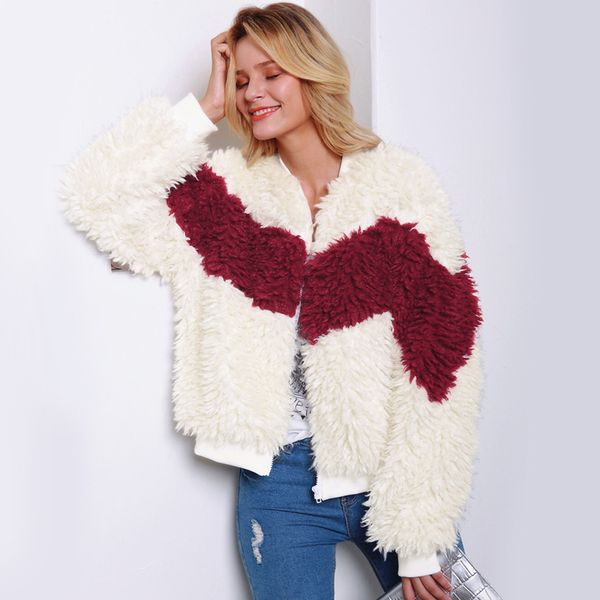 fashion white red contrast color coat women casual o-neck zipper jacket autumn winter faux fur loose chic coats outerwear, Black
fashion white red contrast color coat women casual o-neck zipper jacket autumn winter faux fur loose chic coats outerwear, Black