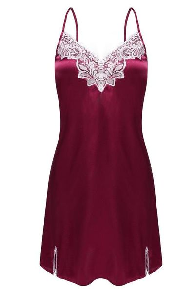 women's sleepwear summer v-neck sleep dress lace silk night gown woman, Black;red
women's sleepwear summer v-neck sleep dress lace silk night gown woman, Black;red