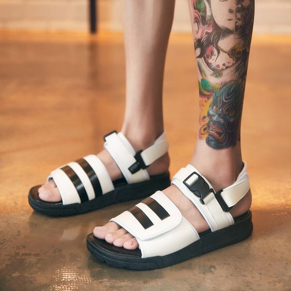 fashion leisure striped men's sandals basic front rear strap med summer shoes hook loop sewing casual men beach shoes, Black
fashion leisure striped men's sandals basic front rear strap med summer shoes hook loop sewing casual men beach shoes, Black