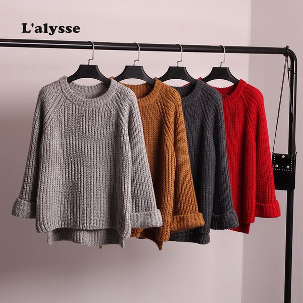 lalysse autumn loose short sweaters women knitwear pullover lady's casual o-neck wide sleeve split knit jumper cropped sweater, White;black
lalysse autumn loose short sweaters women knitwear pullover lady's casual o-neck wide sleeve split knit jumper cropped sweater, White;black