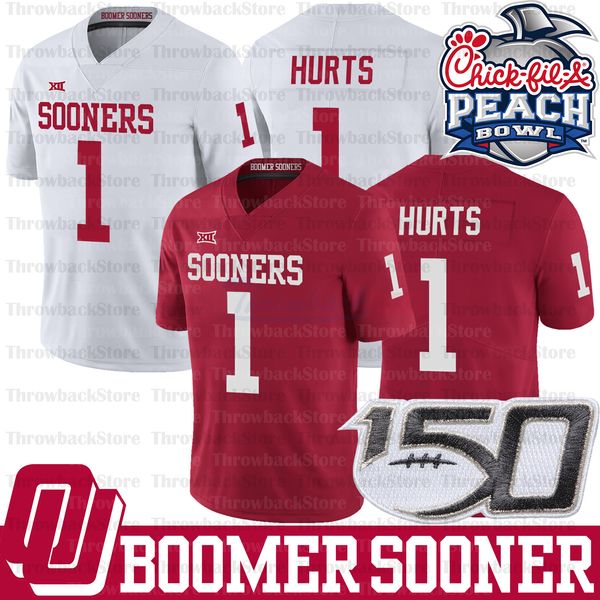 # 1 jalen hurts оклахома sooners джерси ncaa college футбола peach bowl красный белый размер s-xxxl, Black
# 1 jalen hurts оклахома sooners джерси ncaa college футбола peach bowl красный белый размер s-xxxl, Black
