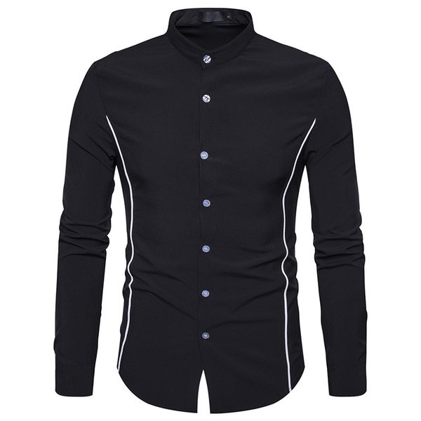 men shirt 2019 spring new fashion brand stand collar business casual solid men long sleeves shirt camisa masculina, White;black
men shirt 2019 spring new fashion brand stand collar business casual solid men long sleeves shirt camisa masculina, White;black