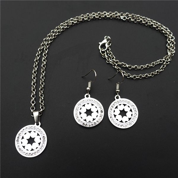 hearts stainless steel jewelry set clay inlaid rhinestone necklace earrings for women girls, Silver
hearts stainless steel jewelry set clay inlaid rhinestone necklace earrings for women girls, Silver