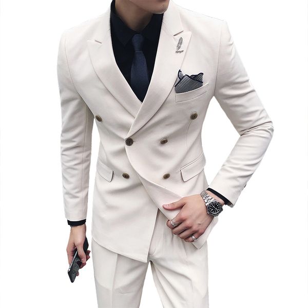 double-breasted mens suits set slim fit business costumes homme pure color formal white male prom suits gentleman black tuxedo, White;black
double-breasted mens suits set slim fit business costumes homme pure color formal white male prom suits gentleman black tuxedo, White;black