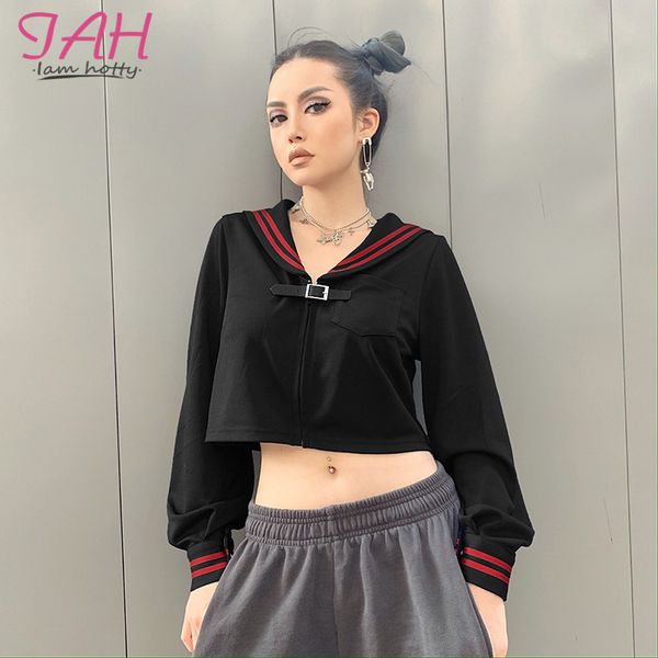 iamy preppy style casual loose black ladies hoodie buckle red striped long sleeve crop sweatshirt v-neck kawaii hoodie-woman
iamy preppy style casual loose black ladies hoodie buckle red striped long sleeve crop sweatshirt v-neck kawaii hoodie-woman
