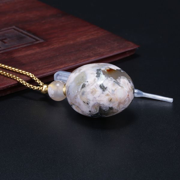 natural grey white cloud crystal stone bead empty bottle perfume essential oil container pendant charm necklace for women man, Silver
natural grey white cloud crystal stone bead empty bottle perfume essential oil container pendant charm necklace for women man, Silver