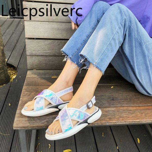 women's sandals summer the new casual mixed colors open toe sequin buckle back strap flat women's shoes plus size 29-45, Black
women's sandals summer the new casual mixed colors open toe sequin buckle back strap flat women's shoes plus size 29-45, Black