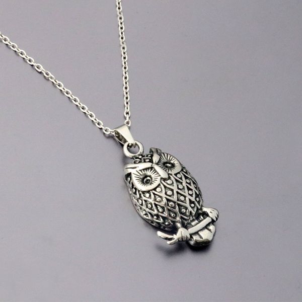 

1pc diy 3d new big owl stainless steel custom necklace gothic nighthawk necklace geeks men women halloween cosplay punk jewelry, Silver