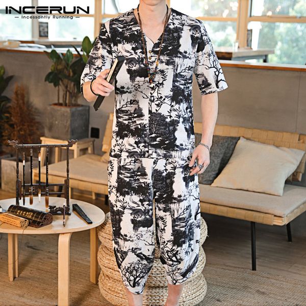summer chinese style men sets floral print loose v neck short sleeve t shirts pants 2 pieces casual retro men sets incerun s-3xl, Gray
summer chinese style men sets floral print loose v neck short sleeve t shirts pants 2 pieces casual retro men sets incerun s-3xl, Gray