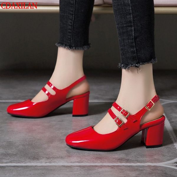 cdaxilan arrivals new sandals women's patent leather buckle strap square heels high-heel back strap ladies summer sandals shoes, Black
cdaxilan arrivals new sandals women's patent leather buckle strap square heels high-heel back strap ladies summer sandals shoes, Black