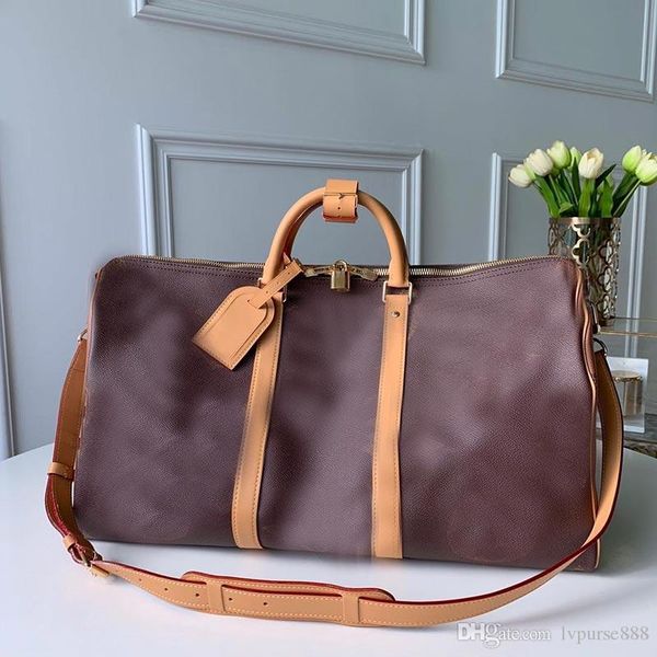 designer luxury handbag keepall 50cm purse duffel bags genuine leather l flower women handbag fashion totes travelling purse