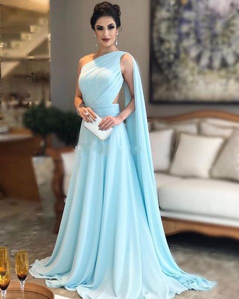 2020 arabic turquoise sky blue prom dresses one shoulder long a line chiffon sheer sheer open back formal party dress evening gowns, Black
2020 arabic turquoise sky blue prom dresses one shoulder long a line chiffon sheer sheer open back formal party dress evening gowns, Black