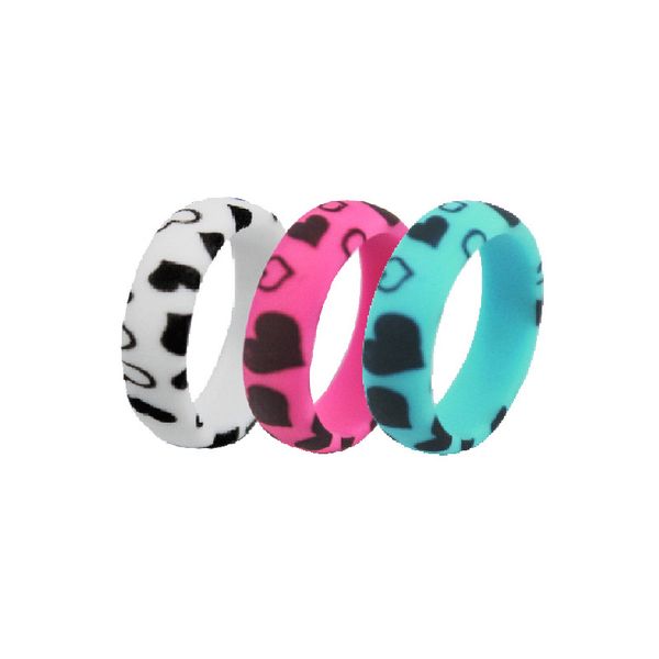 fashion silicone ring wedding band heart prints band rings for women girl 5.7mm flexible sports antibacterial rubber finger ring, Silver
fashion silicone ring wedding band heart prints band rings for women girl 5.7mm flexible sports antibacterial rubber finger ring, Silver