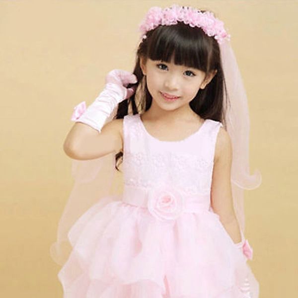 newst white and pink flower girl's bridal veil with wreath wedding veil for girls price, Silver
newst white and pink flower girl's bridal veil with wreath wedding veil for girls price, Silver