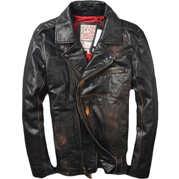 2019 vintage black men's biker leather jacket diagonal zipper plus size xxxl genuine cowhide motorcyclist jacket ing
2019 vintage black men's biker leather jacket diagonal zipper plus size xxxl genuine cowhide motorcyclist jacket ing