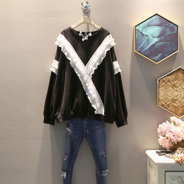 tvvovvin 2019 spring autumn new pattern round collar asymmetrical ruffles casual loose sweatshirt women fashion tide x849, Black
tvvovvin 2019 spring autumn new pattern round collar asymmetrical ruffles casual loose sweatshirt women fashion tide x849, Black