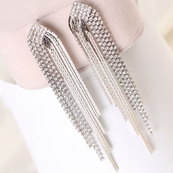 italian design super-long rhinestone tassel earrings sliver chain drop earrings women party gift sell e097, Silver
italian design super-long rhinestone tassel earrings sliver chain drop earrings women party gift sell e097, Silver