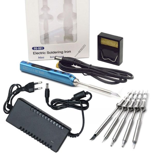 sq001 mini smart portable adjustable temperature 65w паяльная станция электрический паяльник с питанием от постоянного тока и железными нако