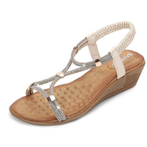 new soft midsole women sandals rhinestone wedge sandals open toe female shoes slip on office lady cool beach shoes, Black 
new soft midsole women sandals rhinestone wedge sandals open toe female shoes slip on office lady cool beach shoes, Black