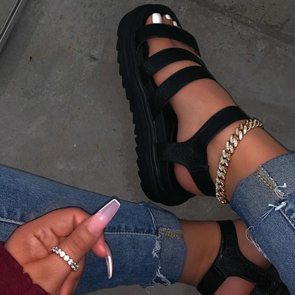 women's summer sandals ladies open toe ankle strap thick bottom flat shoes woman comfortable casual fashion sandals female 2020, Black
women's summer sandals ladies open toe ankle strap thick bottom flat shoes woman comfortable casual fashion sandals female 2020, Black