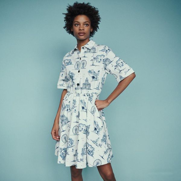 women dress 2019 spring and summer print casual waist single-breasted dress, Black;gray
women dress 2019 spring and summer print casual waist single-breasted dress, Black;gray