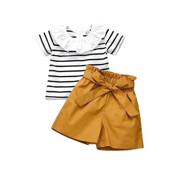 kancoold baby short-sleeved striped lapel lace ruffled back button t-shirt + solid color bow tie strap shorts suit, White
kancoold baby short-sleeved striped lapel lace ruffled back button t-shirt + solid color bow tie strap shorts suit, White