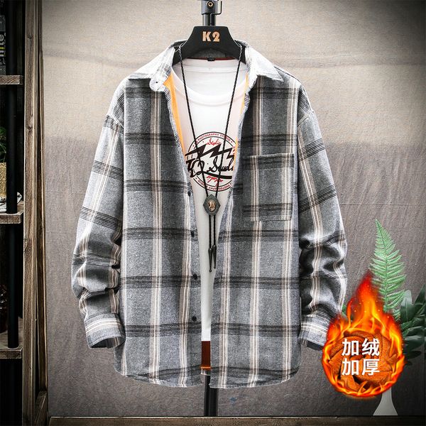 men's casual shirts hip hop thicken loose men shirt lattice black camicia uomo korean student mens coat oversized bb60ncs, White;black
men's casual shirts hip hop thicken loose men shirt lattice black camicia uomo korean student mens coat oversized bb60ncs, White;black