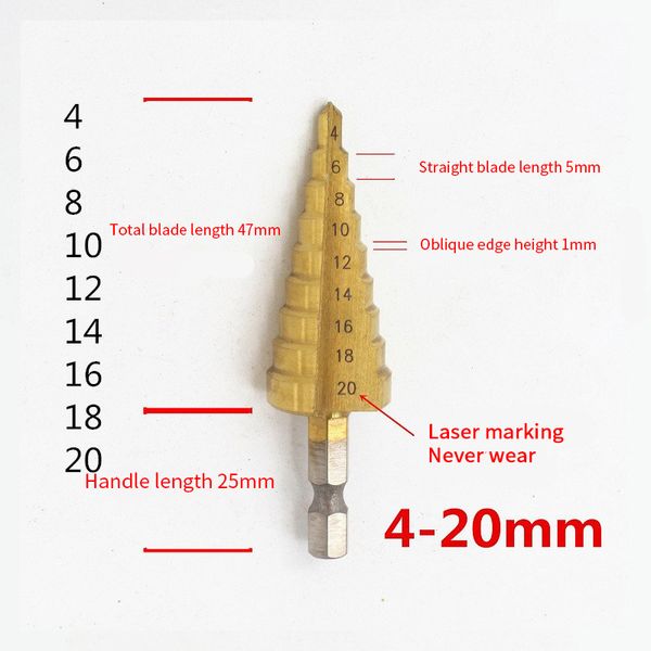 1 / set of triangle hex handle step drill tower pagoda metal cutter bit useful bit 4-32 4-20 4-12 spiral groove plate hole
1 / set of triangle hex handle step drill tower pagoda metal cutter bit useful bit 4-32 4-20 4-12 spiral groove plate hole
