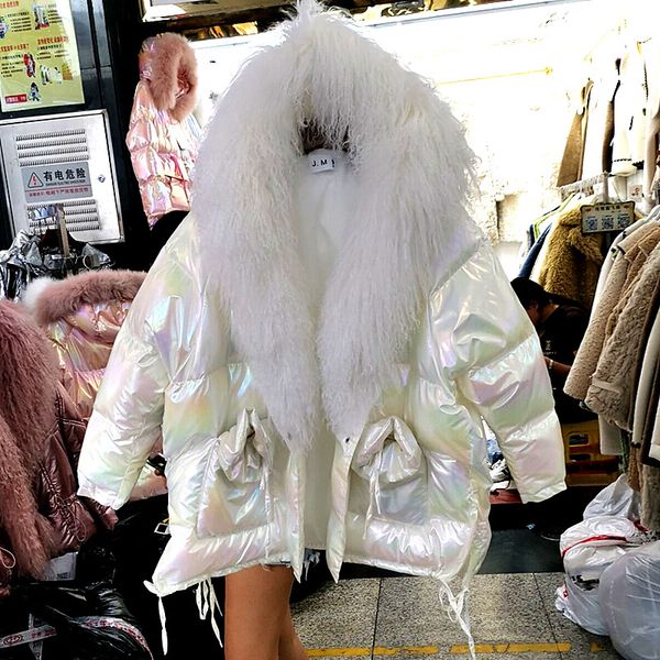 2019 korean new colorful down padded women's long hooded glossy fashion lamb fur collar jacket women's winter jacket parka, Black
2019 korean new colorful down padded women's long hooded glossy fashion lamb fur collar jacket women's winter jacket parka, Black