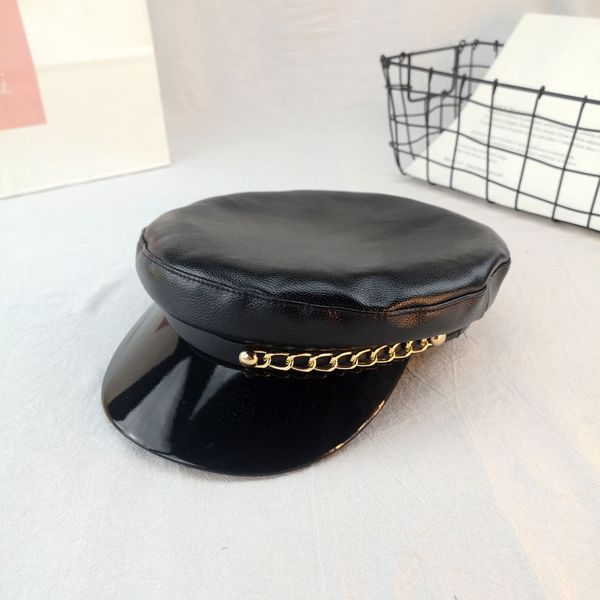 vintage winter leather chain beret hat female autumn flat-ed berets version patent leather berets caps for women, Blue;gray
vintage winter leather chain beret hat female autumn flat-ed berets version patent leather berets caps for women, Blue;gray