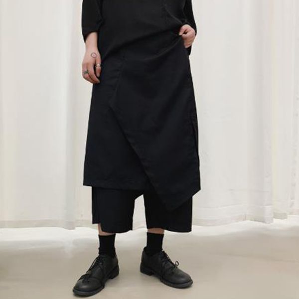 men fake 2 piece spliced loose casual black wide leg skirt pants male hip hop punk gothic harem trousers kimono pants
men fake 2 piece spliced loose casual black wide leg skirt pants male hip hop punk gothic harem trousers kimono pants