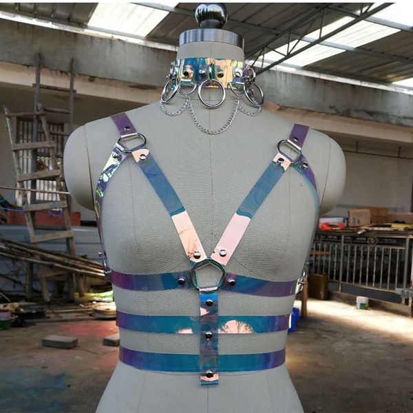 fashion handmade clear laser holographic choker harness punk collar belt necklace bra spikes chain torques club party, Silver
fashion handmade clear laser holographic choker harness punk collar belt necklace bra spikes chain torques club party, Silver