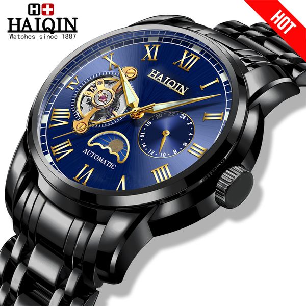 haiqin men watches 2020 sport mechanical wristwatch mens moon phase watch clock reloj hombres, Slivery;brown
haiqin men watches 2020 sport mechanical wristwatch mens moon phase watch clock reloj hombres, Slivery;brown